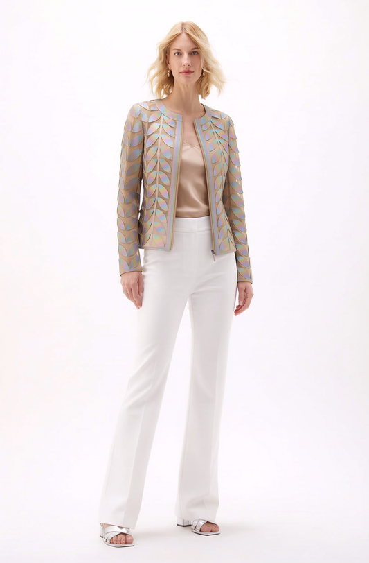 Faux Leather leaves jacket (New color ) Laser Shine