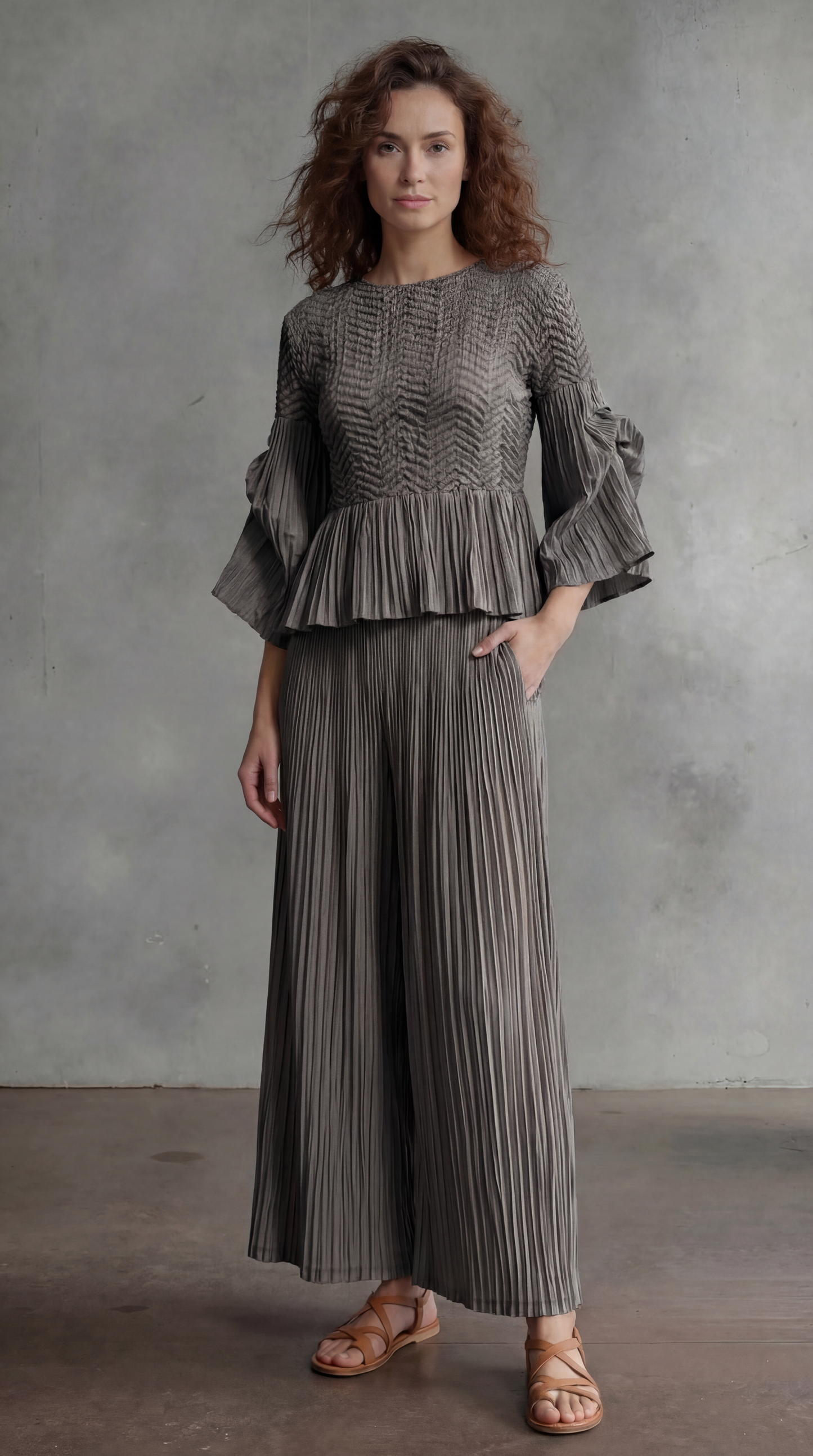 Pleated Pants (Grey)
