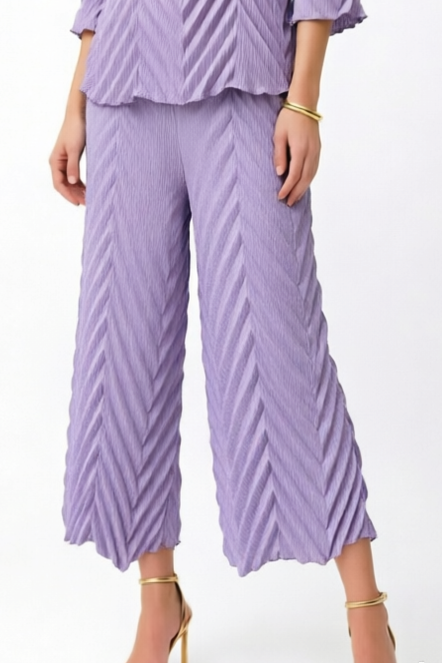 Pleating Pants with Pockets- Chevron Flow- Lilac