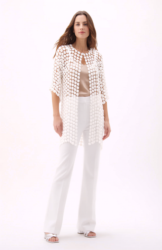 Long Lace coverup with all over Pearls attached  (White)