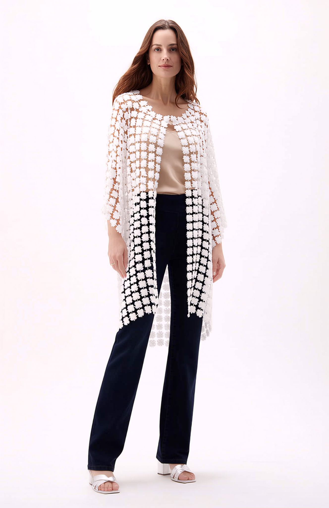 Long Lace Jacket  (White)