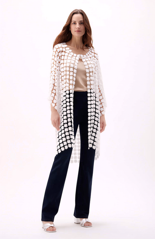 Long Lace Jacket  (White)