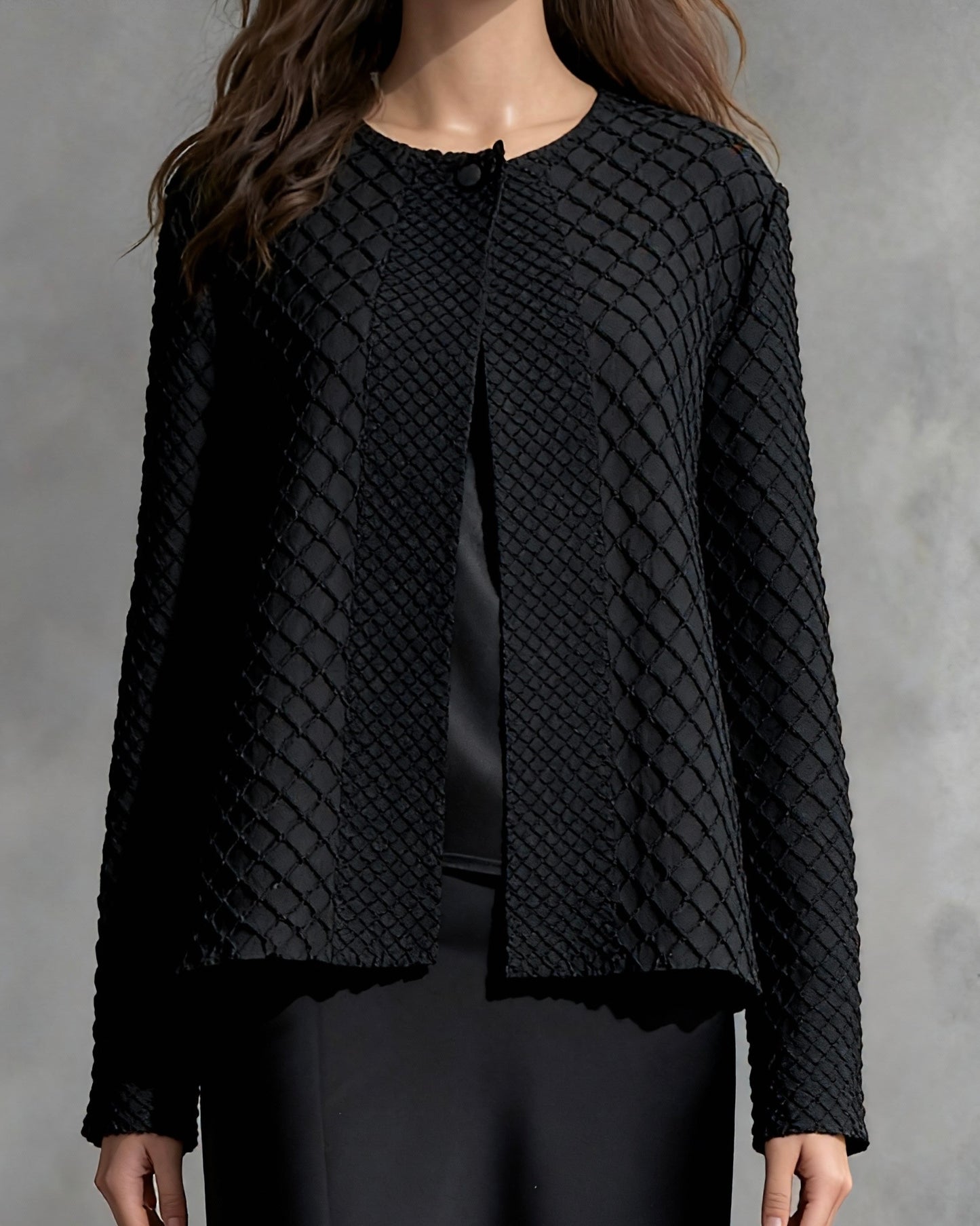 Pleating Jacket- Waffle Weave (Almond)