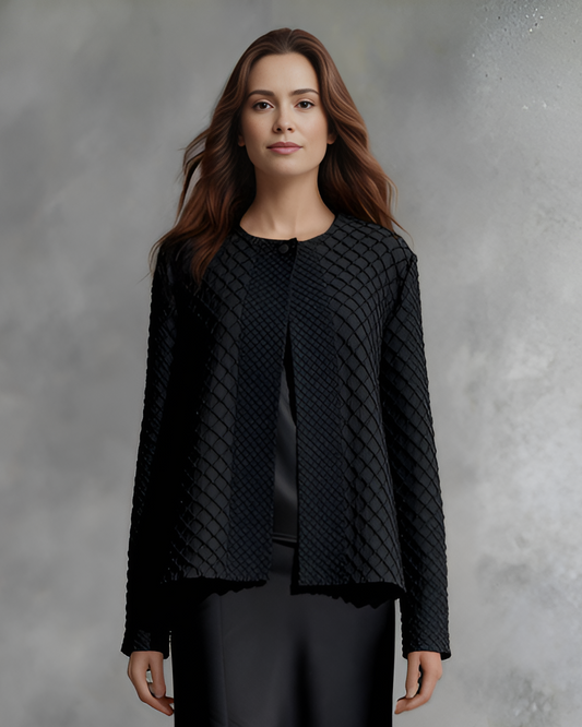 Pleating Jacket- Waffle Weave (Black)