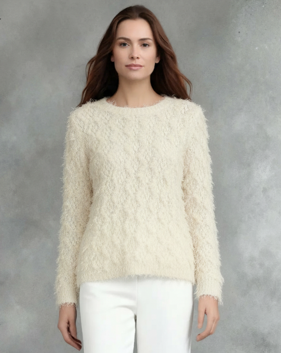 Pleating Long Sleeves Top- Cozy Fluffy (Apricot)