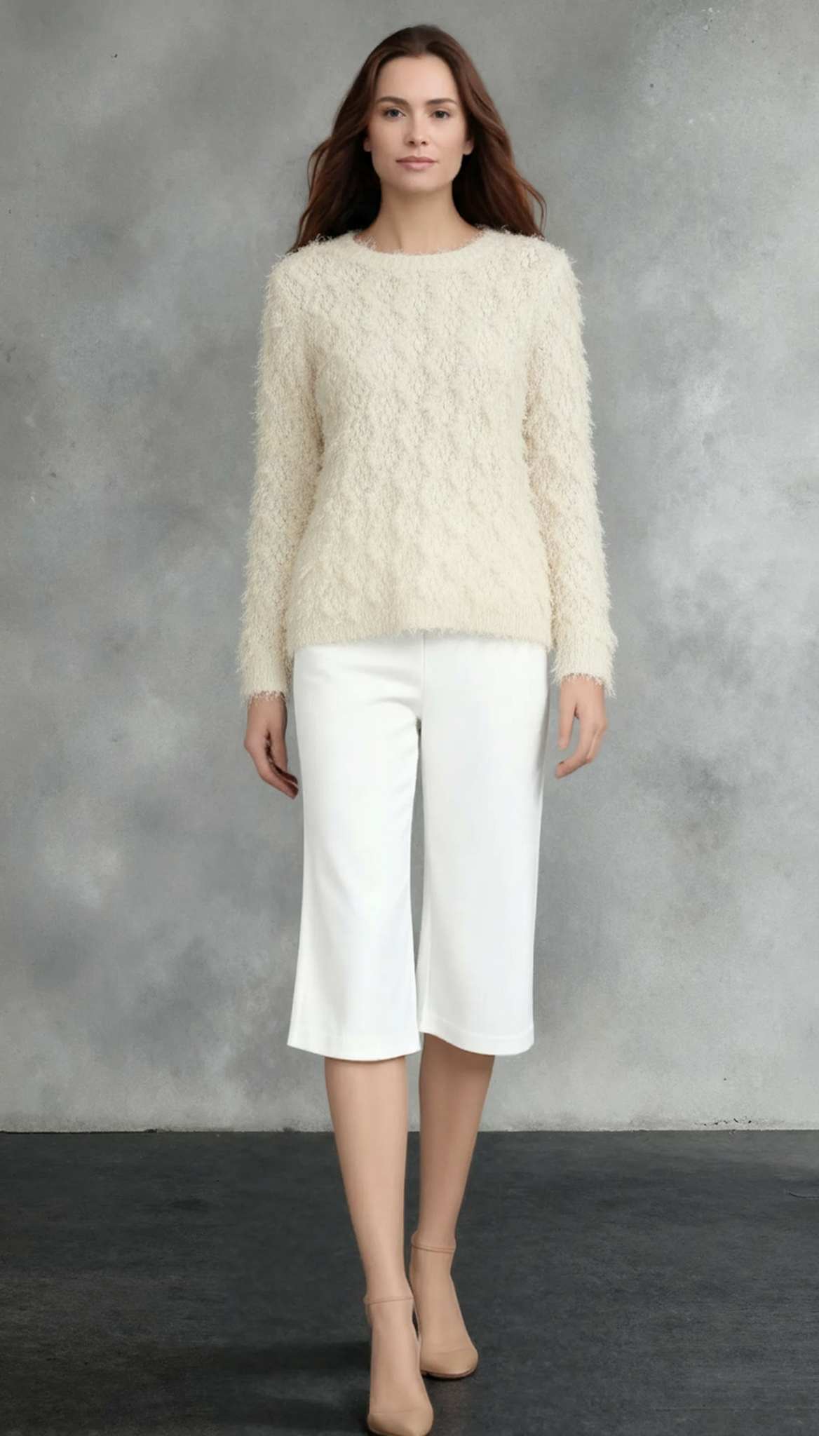 Pleating Long Sleeves Top- Cozy Fluffy (Apricot)