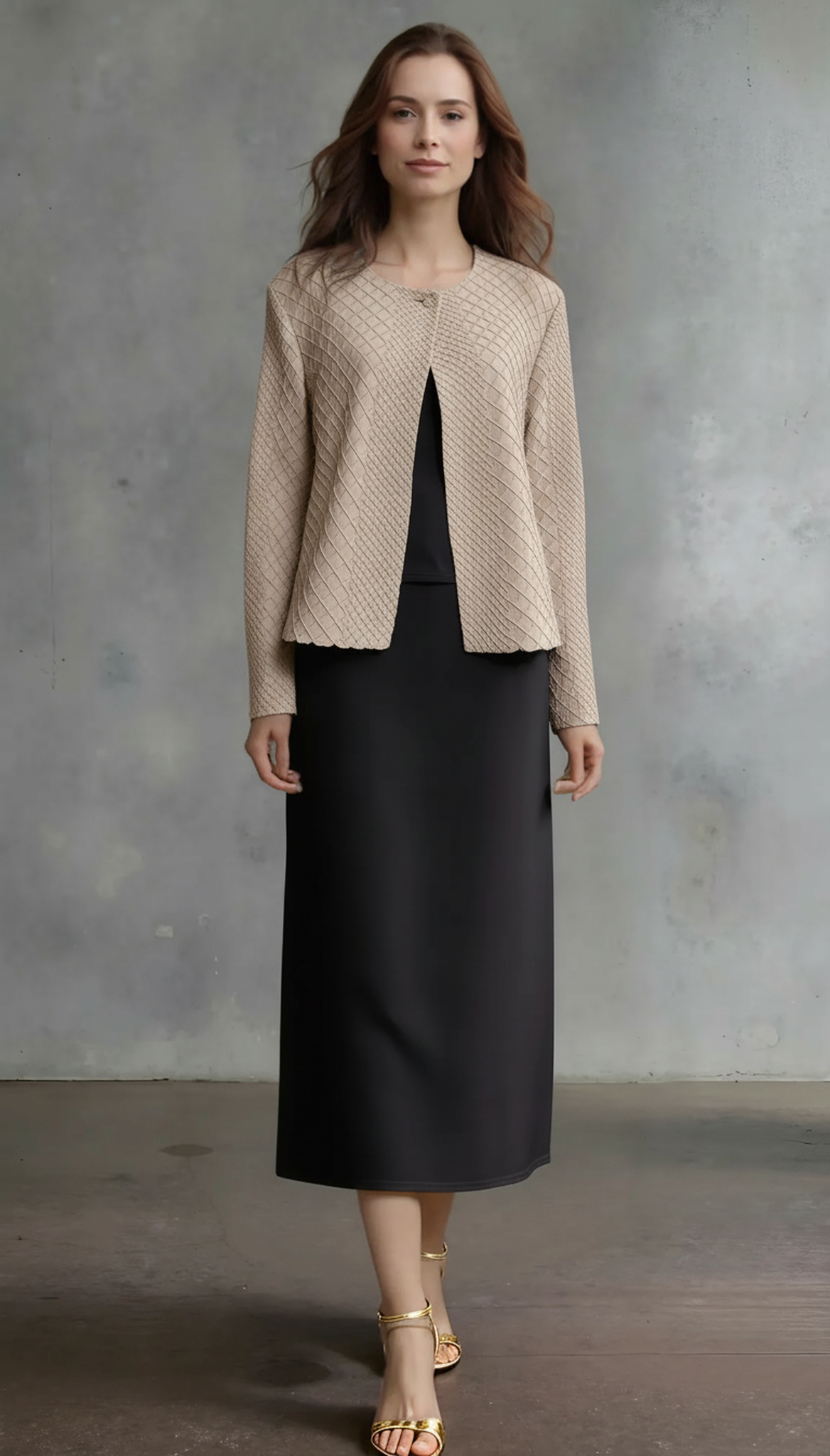 Pleating Jacket- Waffle Weave (Almond)