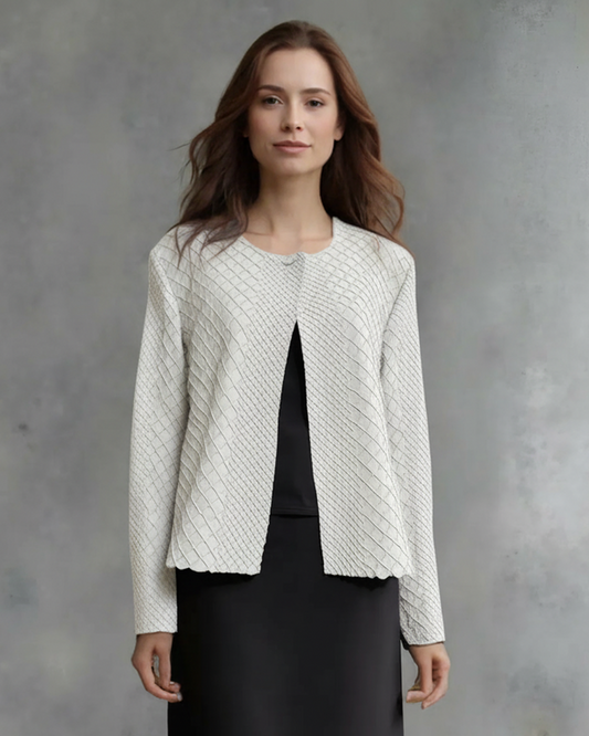 Pleating Jacket- Waffle Weave (White)