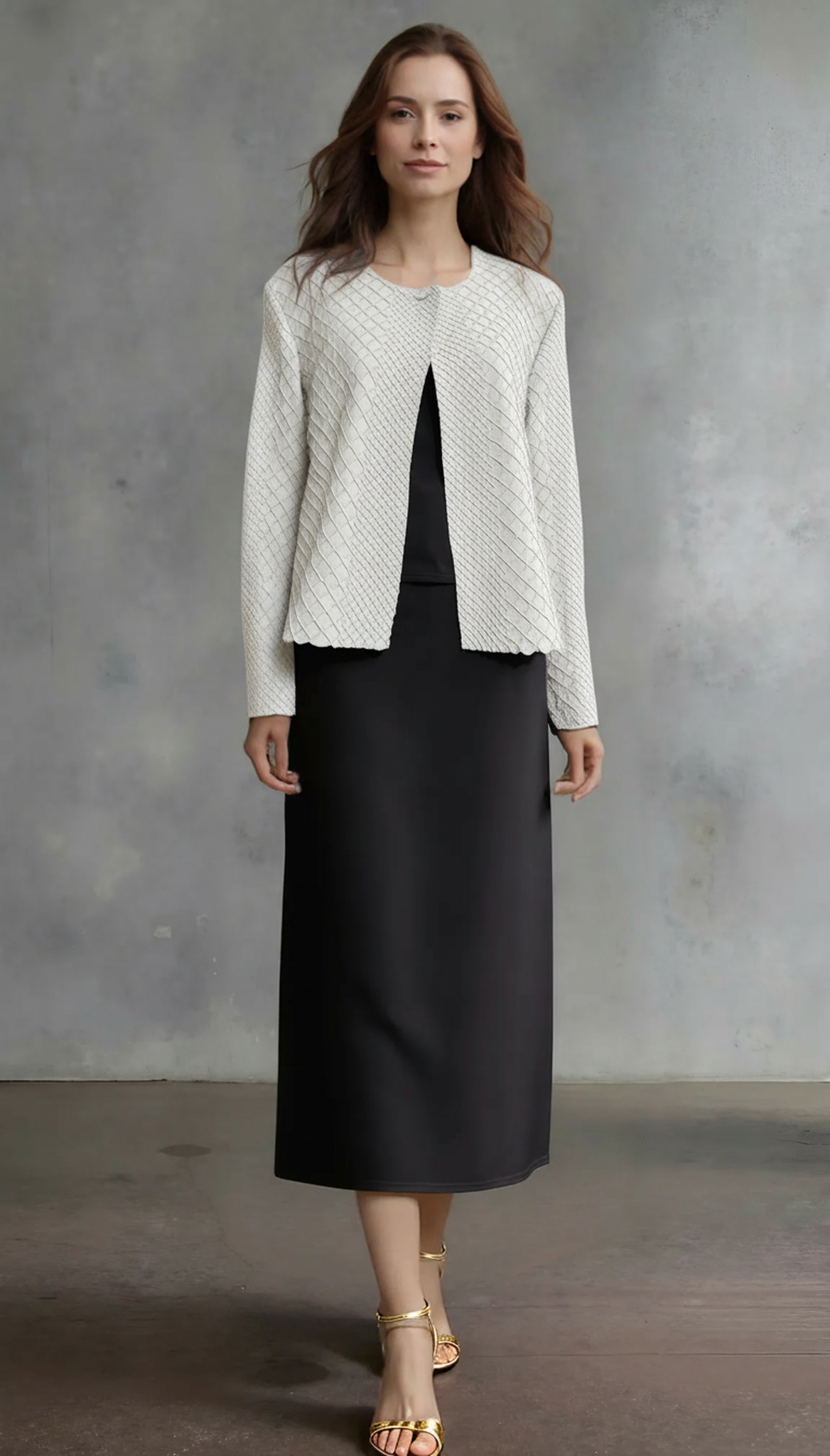 Pleating Jacket- Waffle Weave (White)