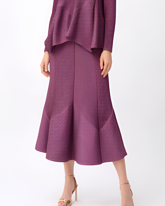 Pleated  Flare skirt - Berry