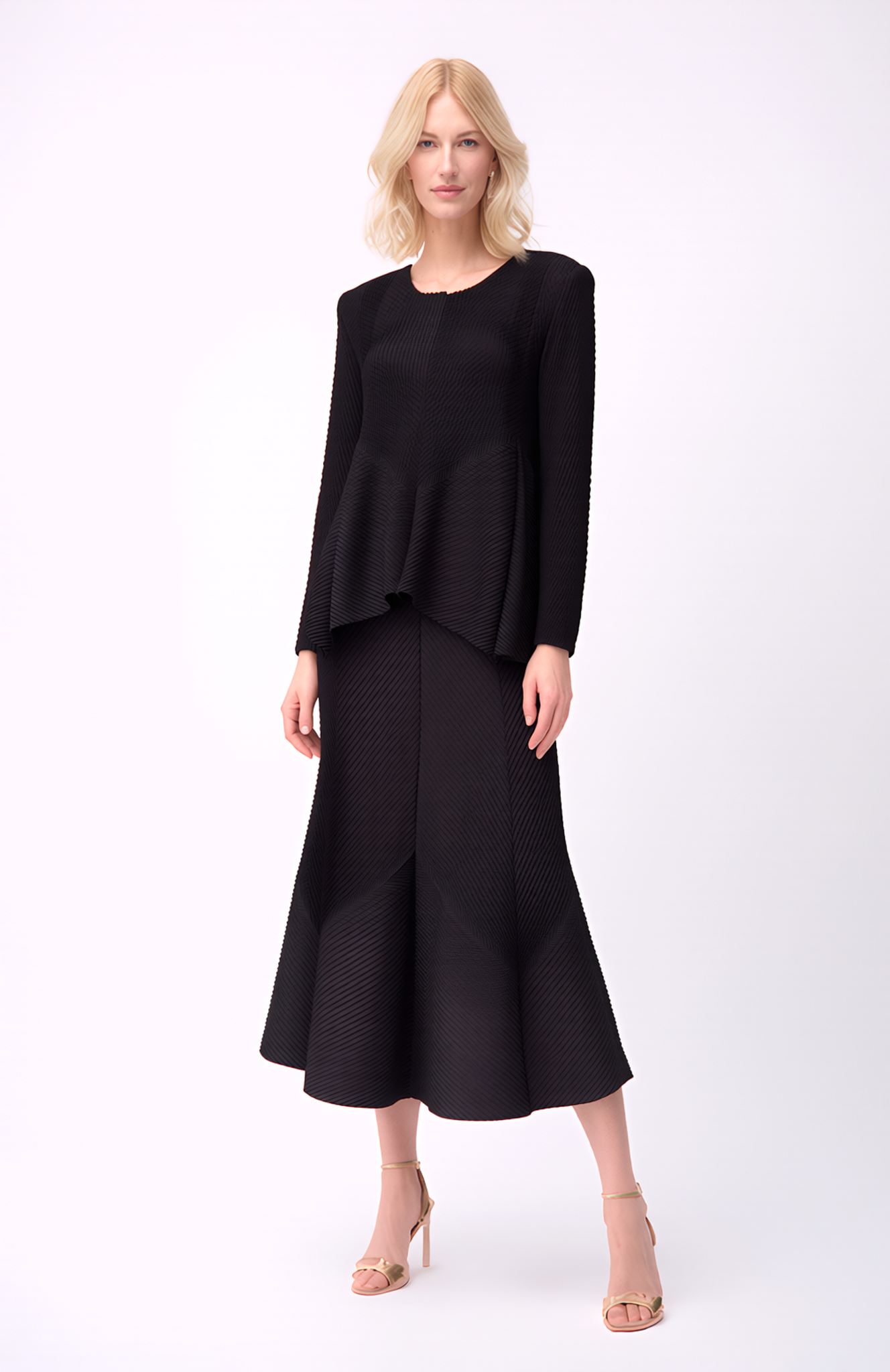 Pleated  Flare skirt - Black