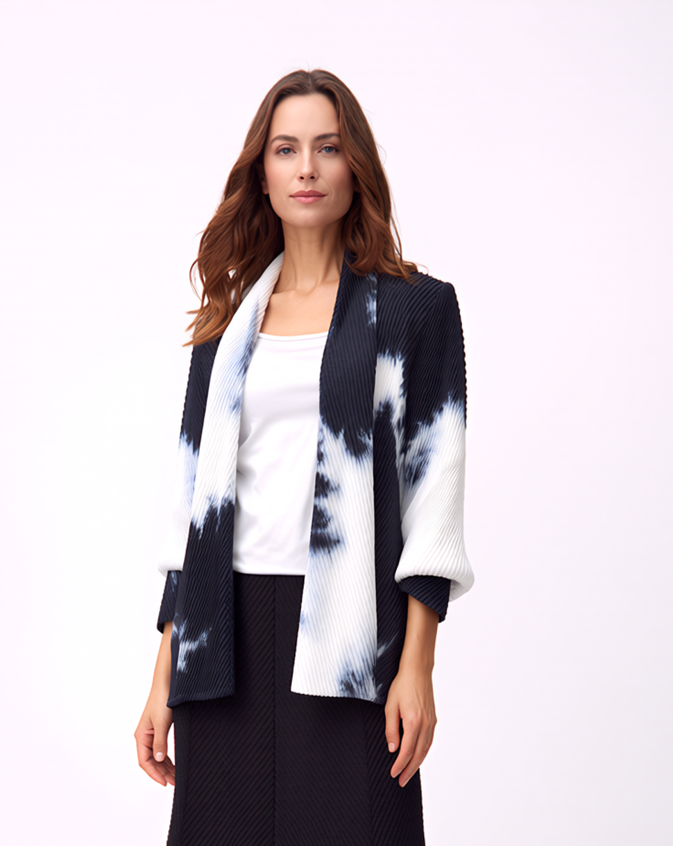 Pleating Jacket- Shawl Collar - Watercolor