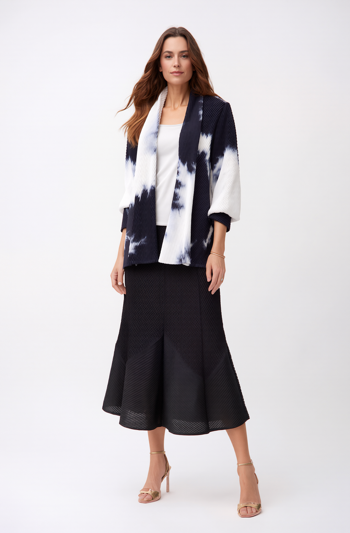 Pleating Jacket- Shawl Collar - Watercolor