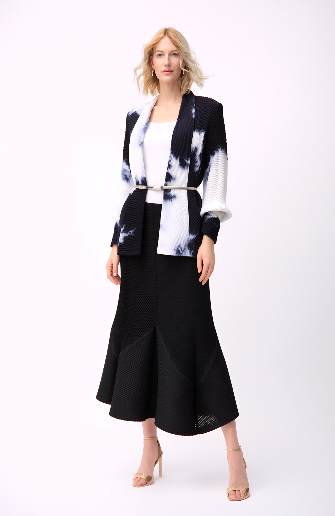 Pleating Jacket- Shawl Collar - Watercolor