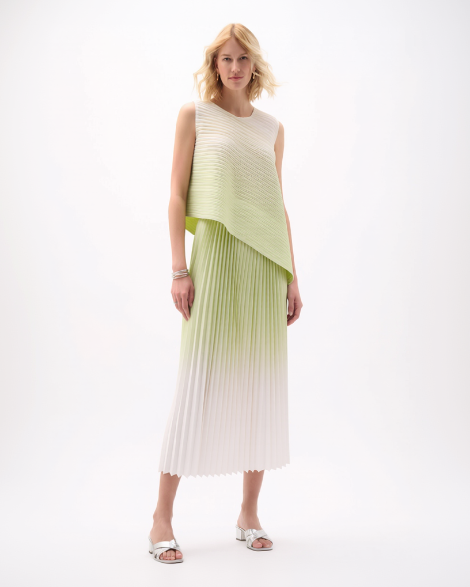 Pleating Sleeveless top & Skirt 2 pc set Ombre- Spring Fade