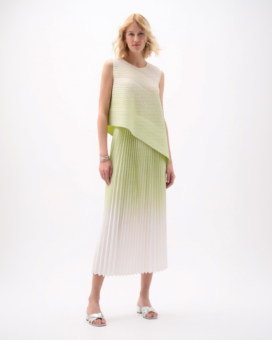 Pleating Sleeveless top & Skirt 2 pc set Ombre- Spring Fade