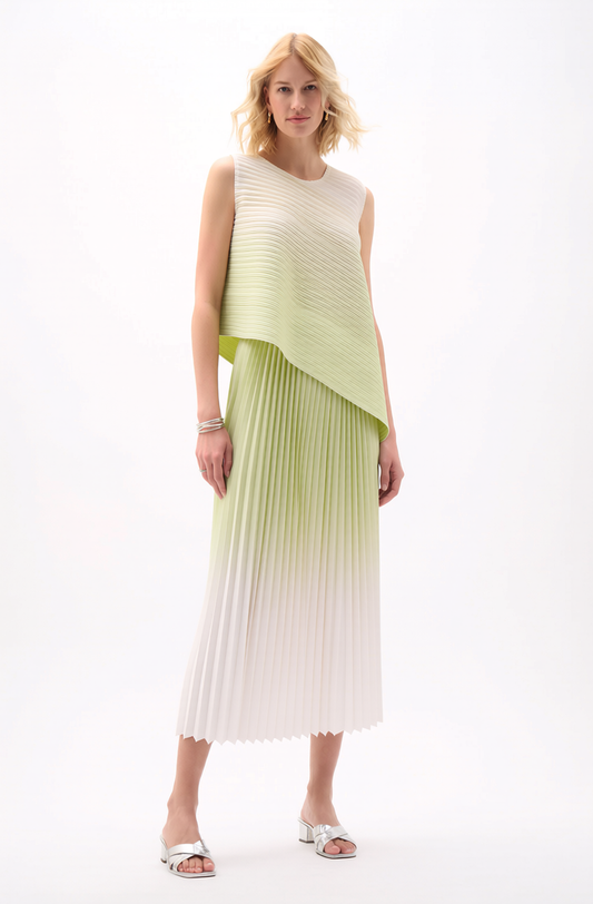 Pleating Sleeveless top & Skirt 2 pc set Ombre- Spring Fade