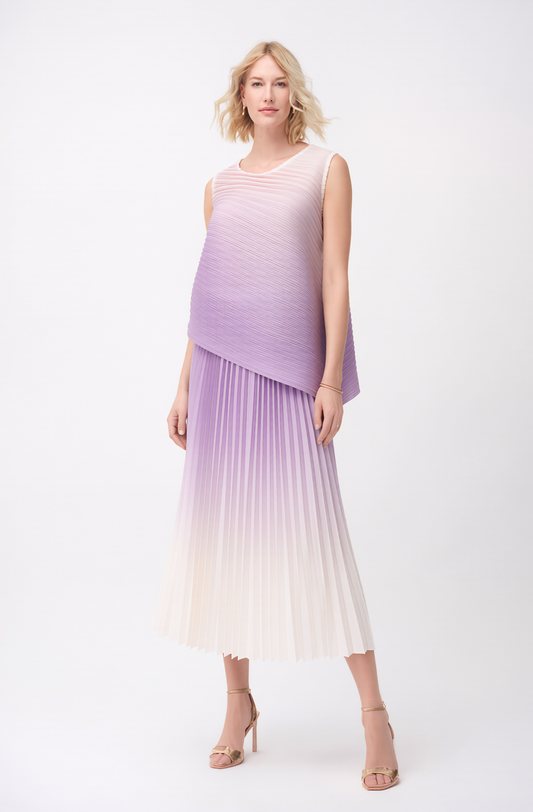 Pleating Sleeveless top & Skirt 2 pc set Ombre- Lilac Dream