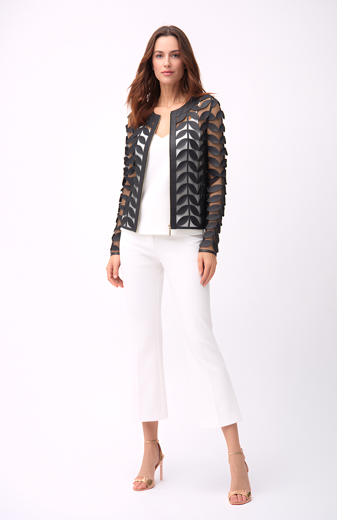 Faux Leather leaves jacket (Black)