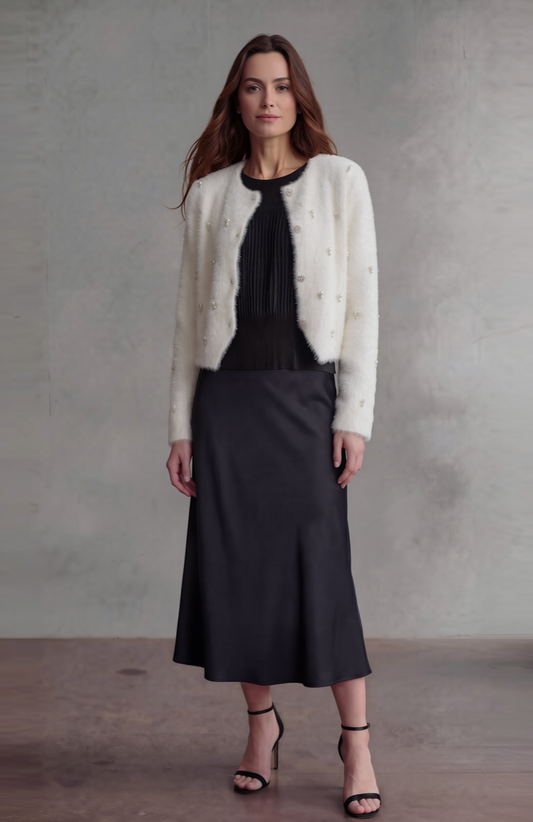 Fluffy Diamonds&Pearls Bolero - White