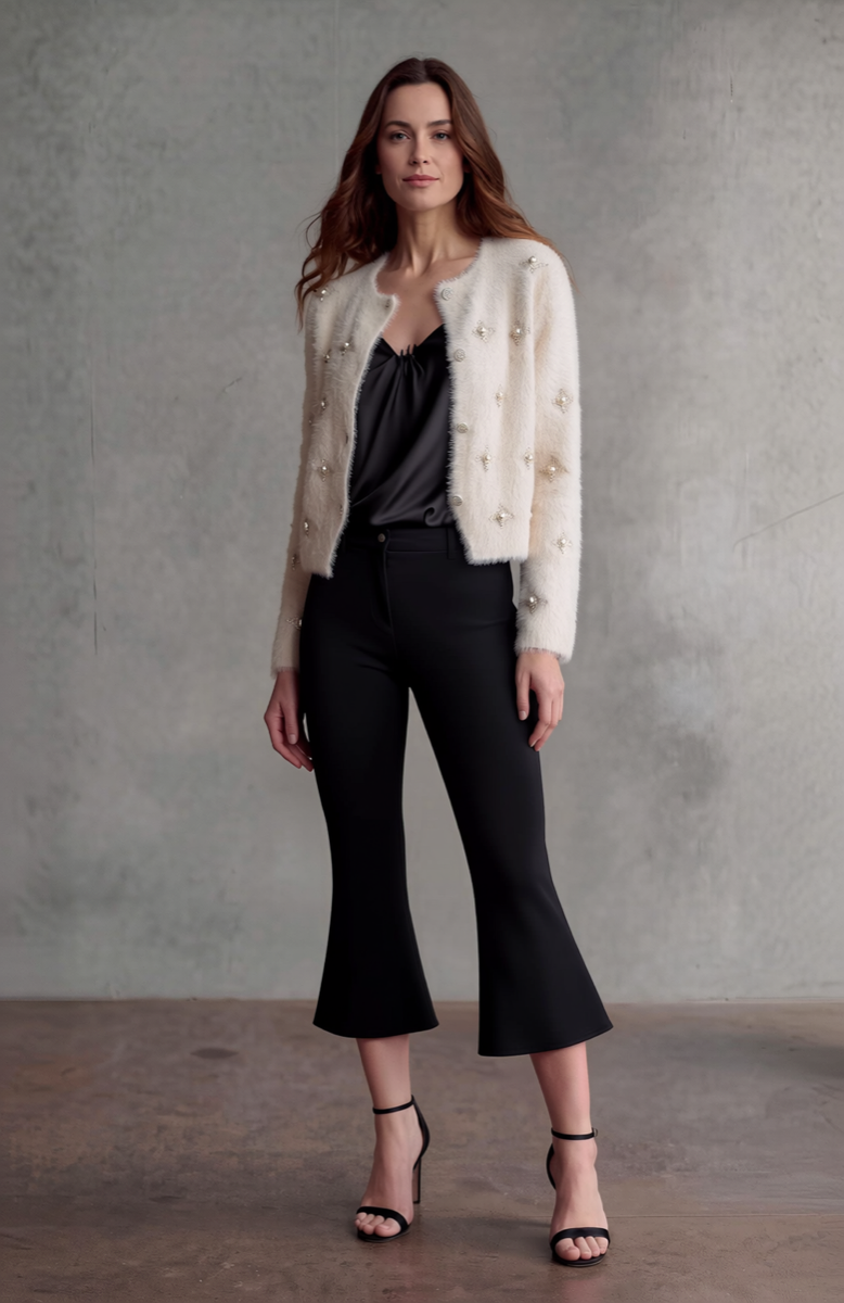 Fluffy Diamonds&Pearls Bolero - Oatmeal