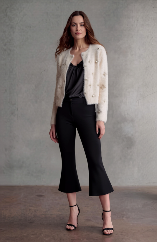 Fluffy Diamonds&Pearls Bolero - Oatmeal