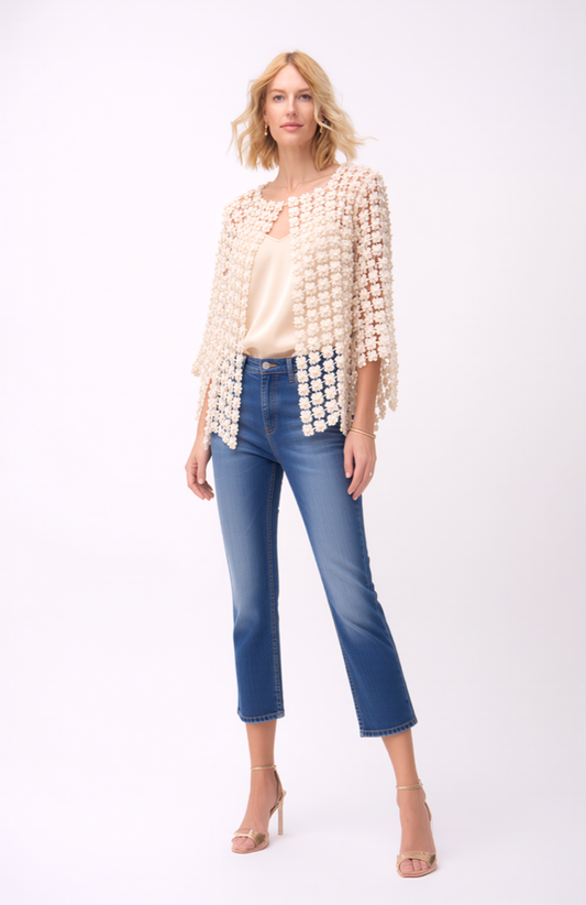 Short Lace coverup with all over Pearls attached  (ivory)