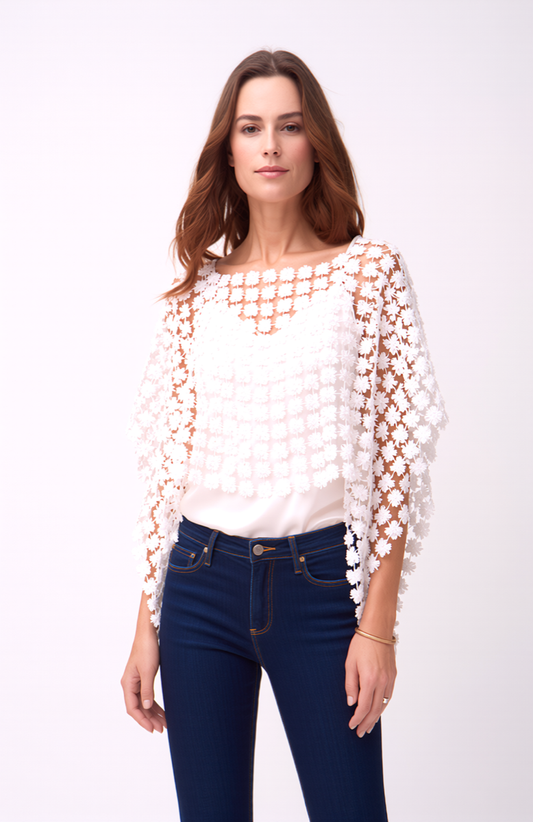 Lace Poncho  (White)