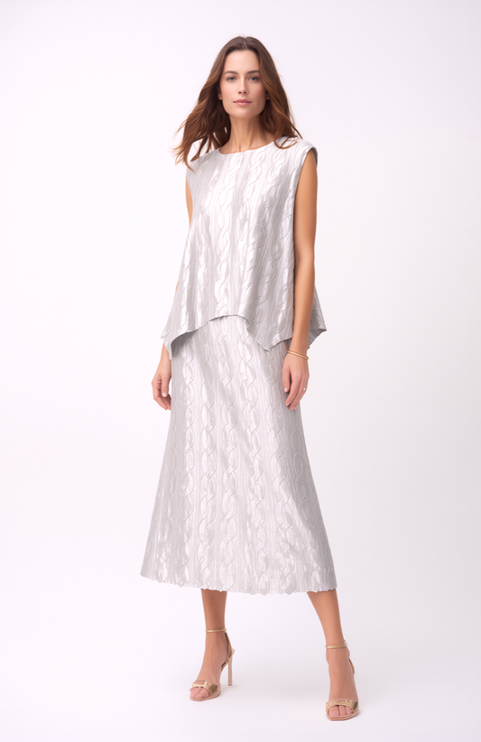 Pleated Cable top with flared Sweep (Silver Grey)