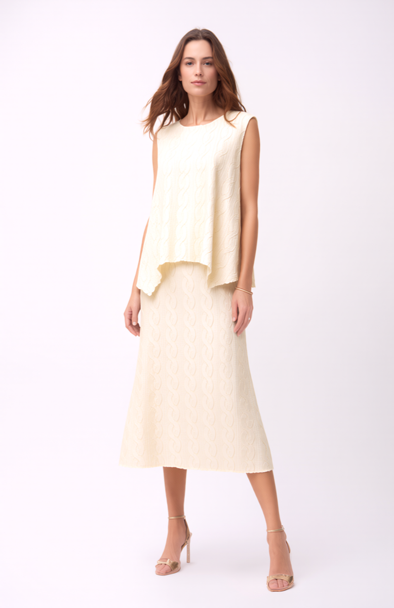 Pleated Cable top with flared Sweep (Apricot)