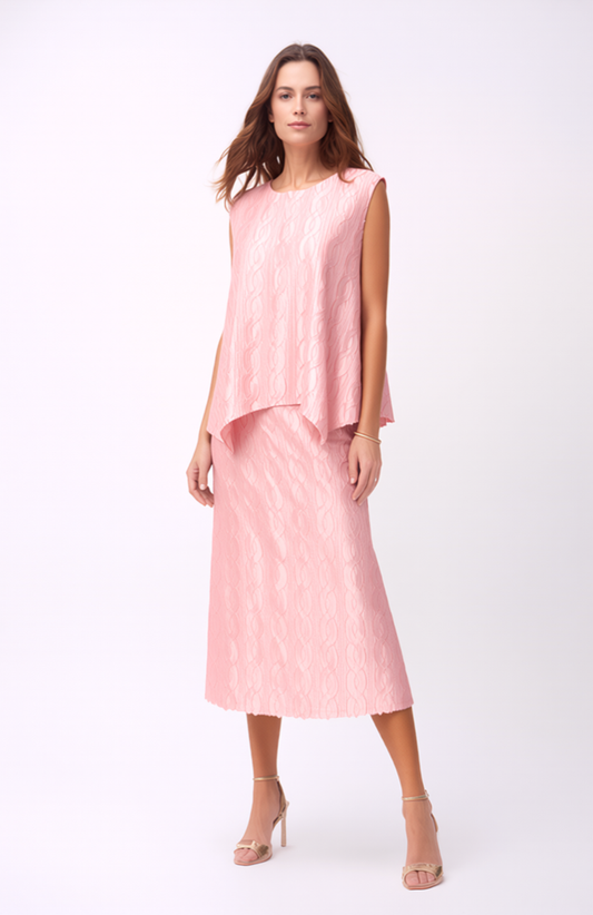 Pleated Cable top with flared Sweep (Pink)