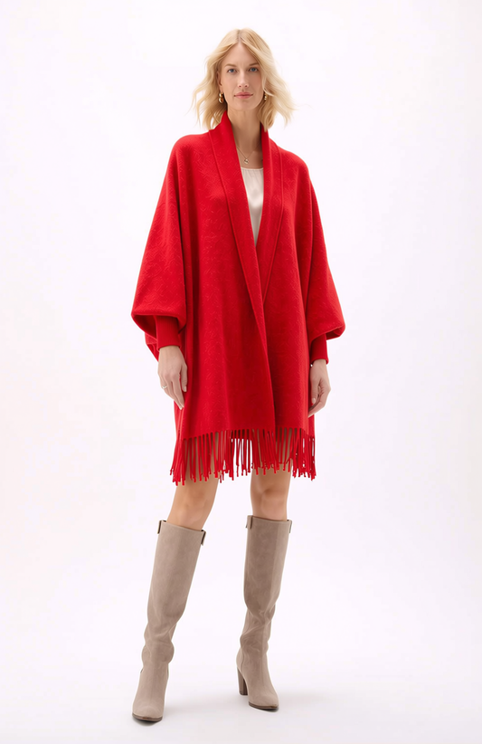 Soft Faux Mink Knit Shawl with Arm Openings - Holiday