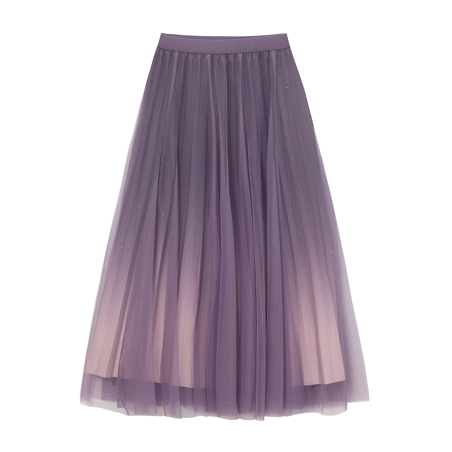 pleating mesh Skirt with ombre effect and glitters (Violet)