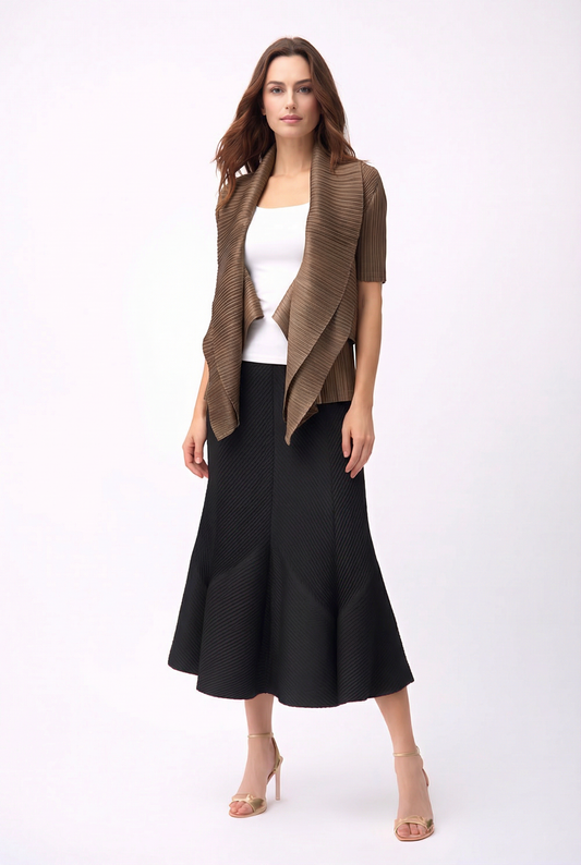 2-Way Pleated Kimono Jacket – One Size- BROWN