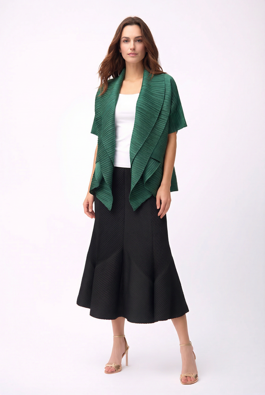2-Way Pleated Kimono Jacket – One Size- Dark Green