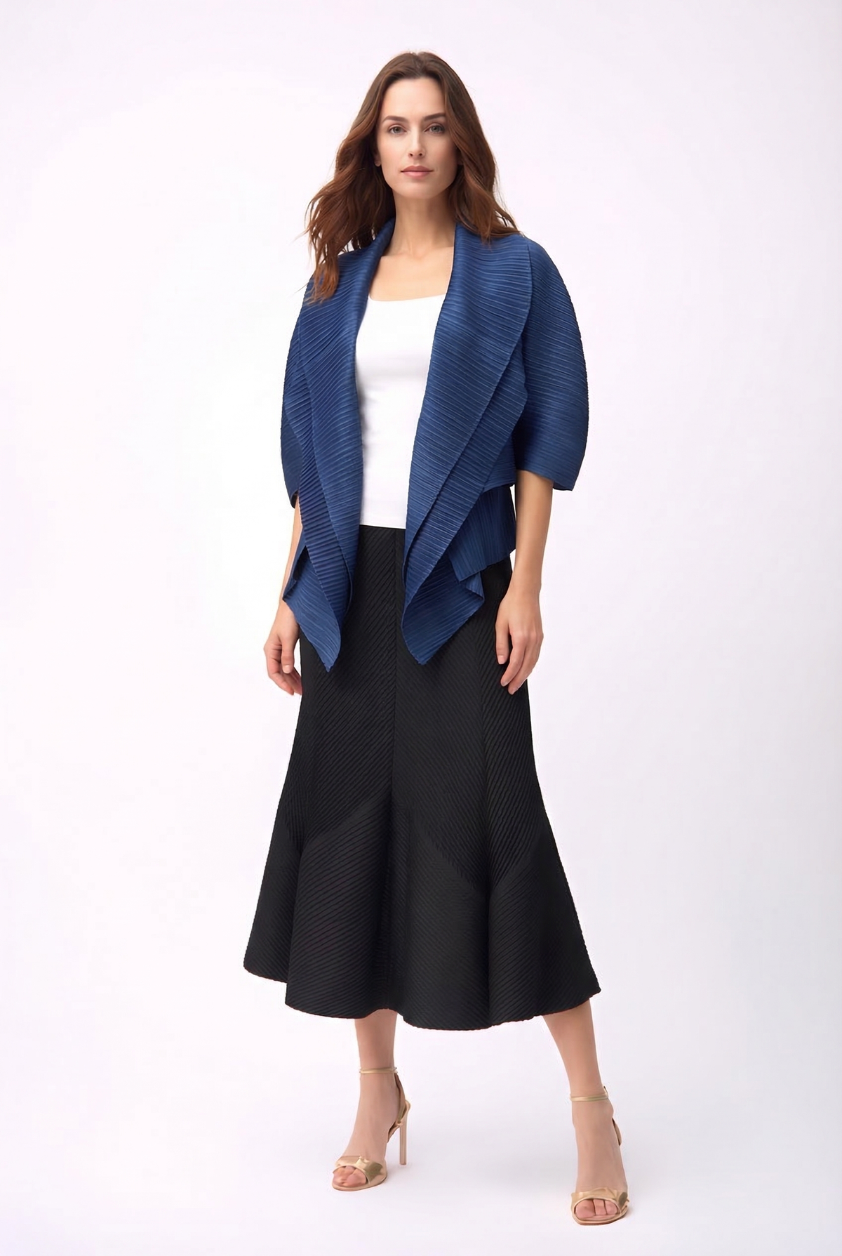2-Way Pleated Kimono Jacket ‚ One Size- Royal Blue
