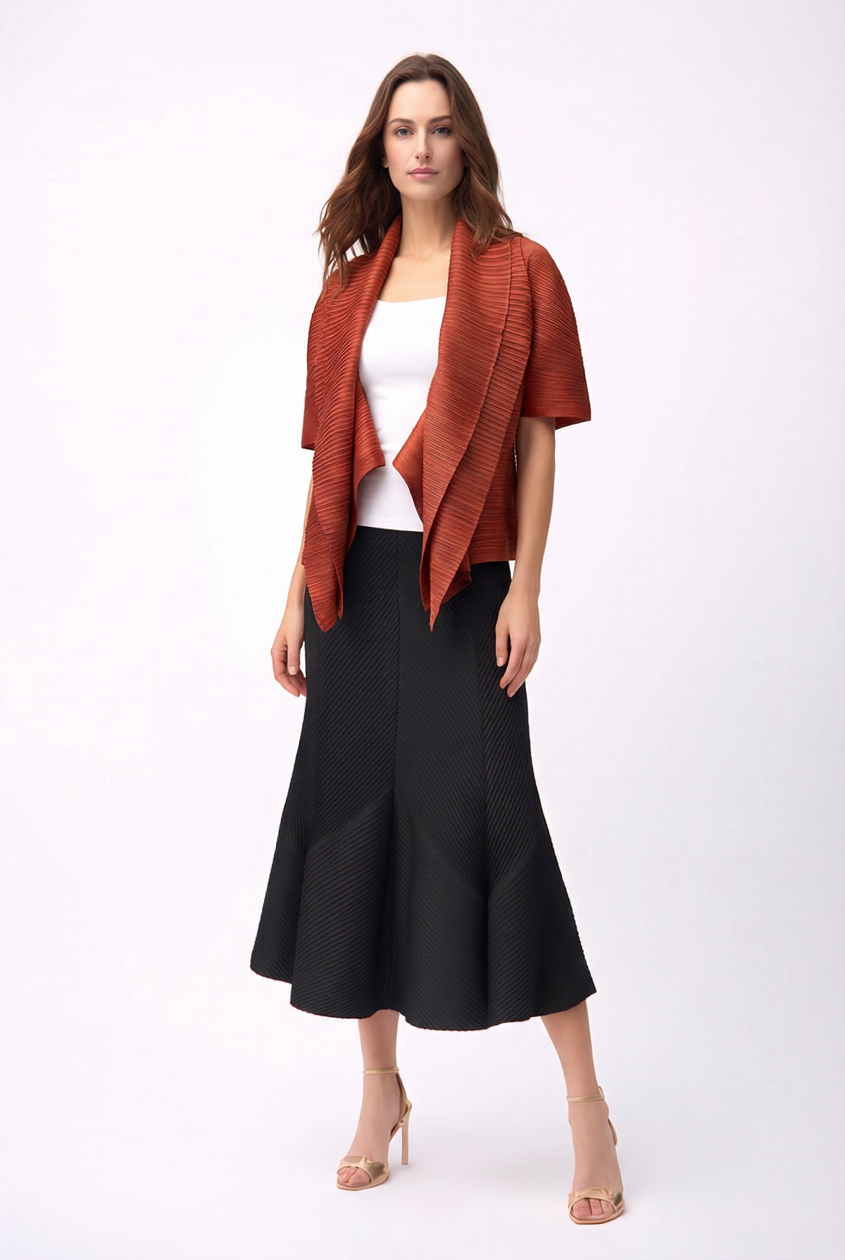 2-Way Pleated Kimono Jacket ‚ One Size- Rust