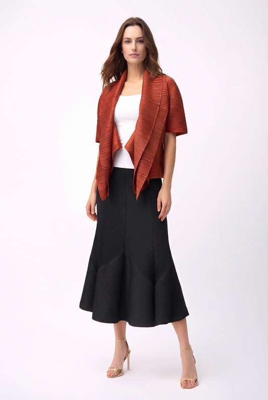 2-Way Pleated Kimono Jacket – One Size- Rust