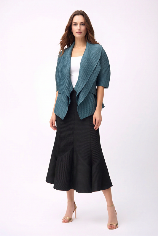 2-Way Pleated Kimono Jacket – One Size- Teal Blue