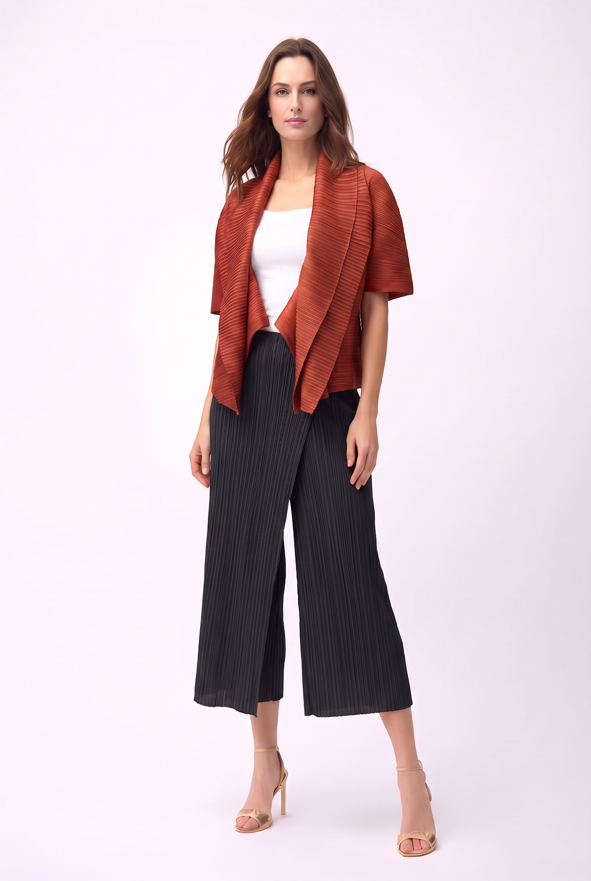 Pleated Pants with Pockets+Overlay front  (Black)