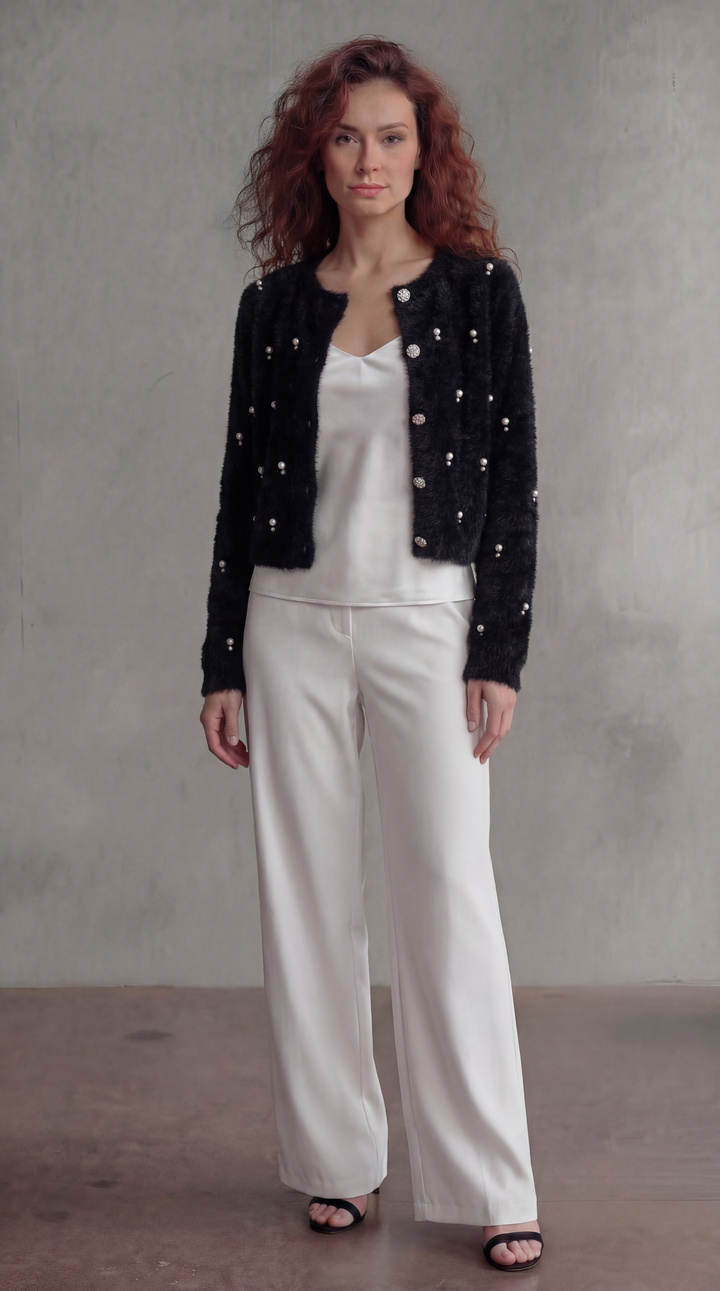 Fluffy Diamonds&Pearls Bolero - Black