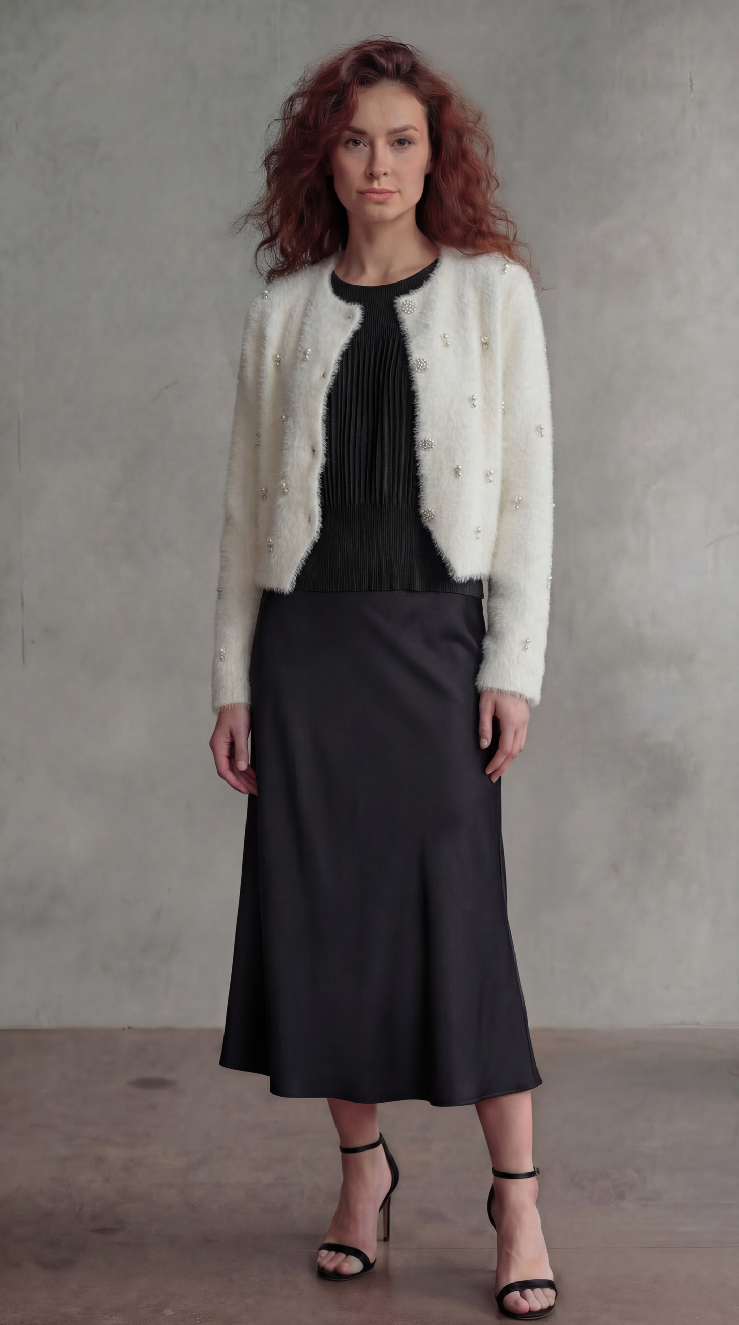 Fluffy Diamonds&Pearls Bolero - White