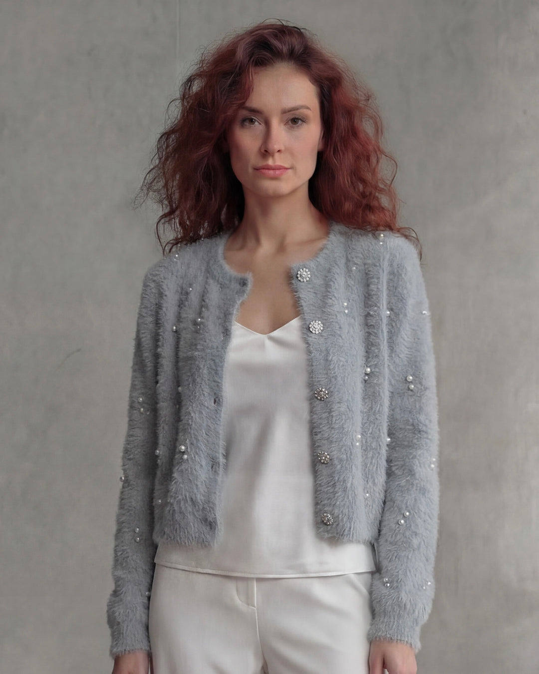 Fluffy Diamonds&Pearls Bolero - (Grey)