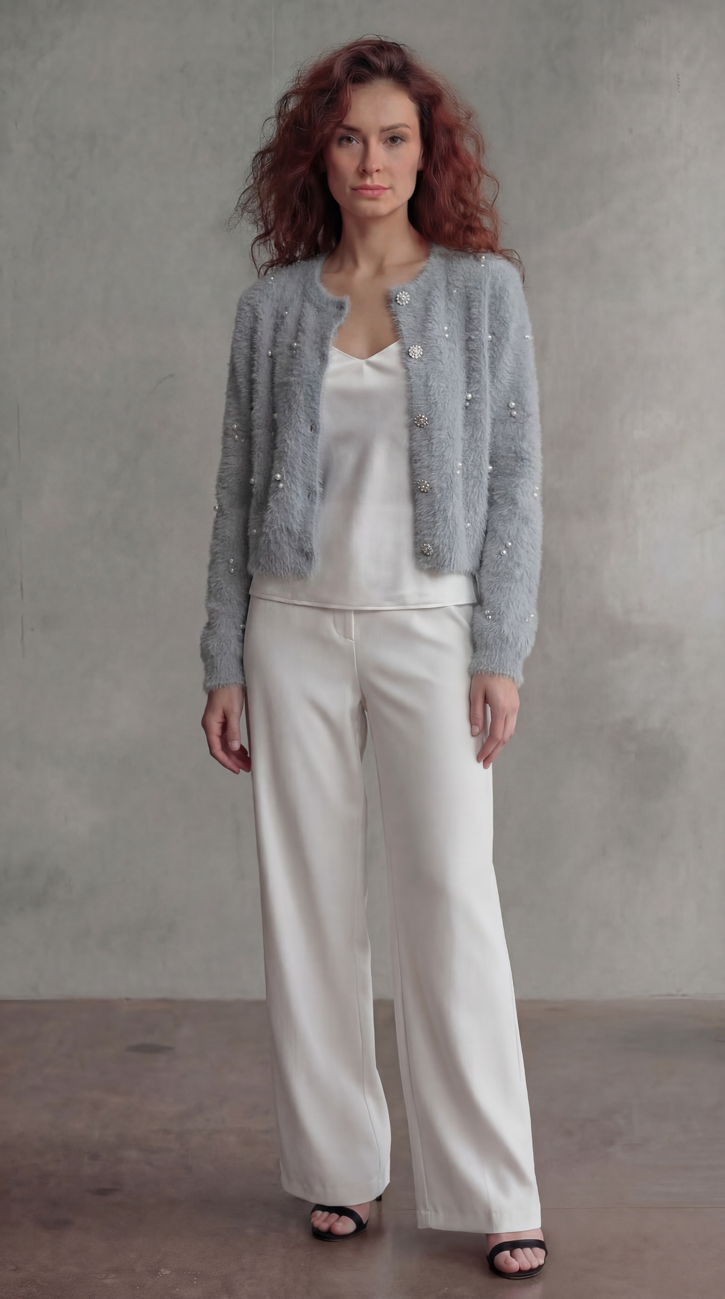 Fluffy Diamonds&Pearls Bolero - (Grey)