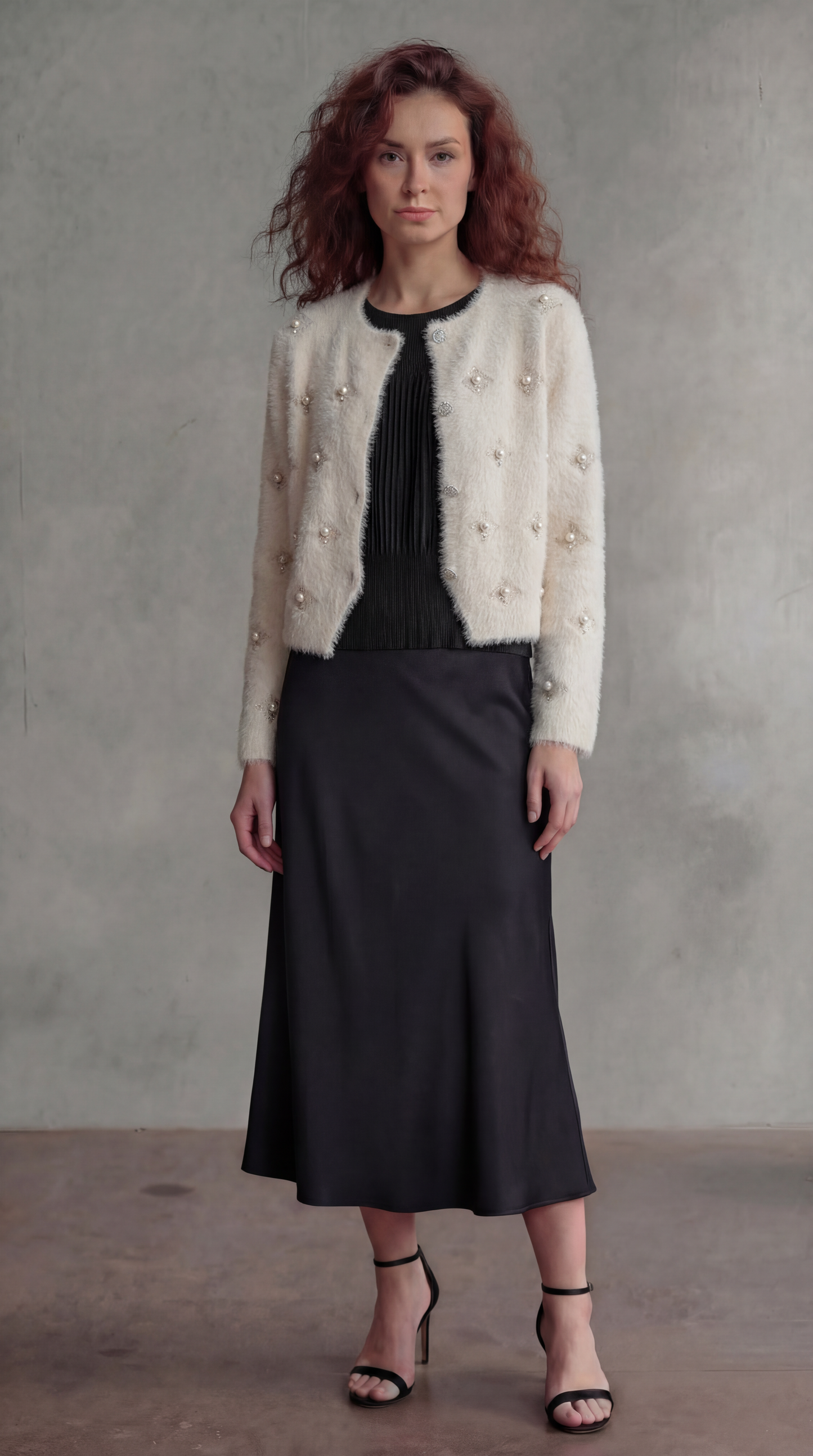 Fluffy Diamonds&Pearls Bolero - Oatmeal