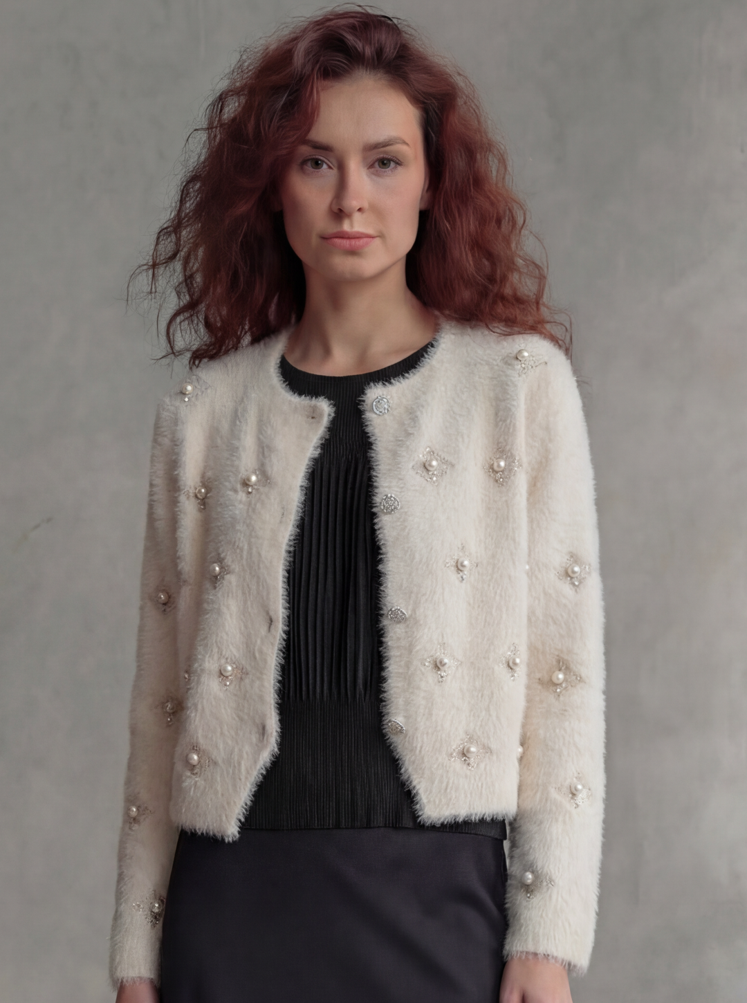 Fluffy Diamonds&Pearls Bolero - Oatmeal