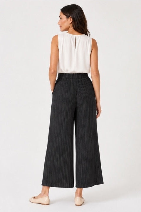 Pleated Pants with Pockets+Overlay front  (Black)