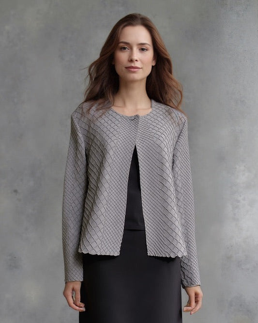 Pleating Jacket- Waffle Weave (Grey)