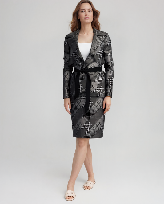 Raincoat Skirt Houndstooth print (Black)