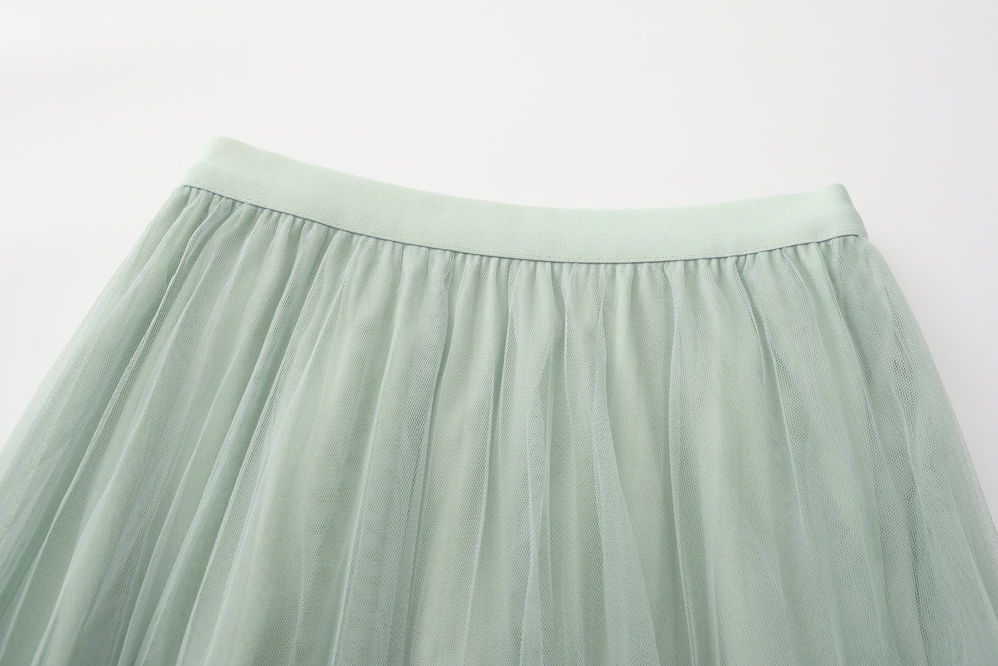 Fairy pleating mesh Skirt with vary size Pearls at hem (Sage)